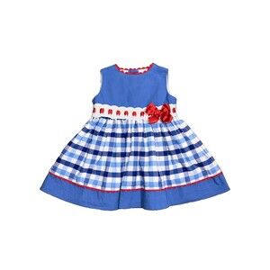 Miranda Girls 30M 2T Blue Gingham Plaid Dress Red Bow Spanish Boutique Cotton